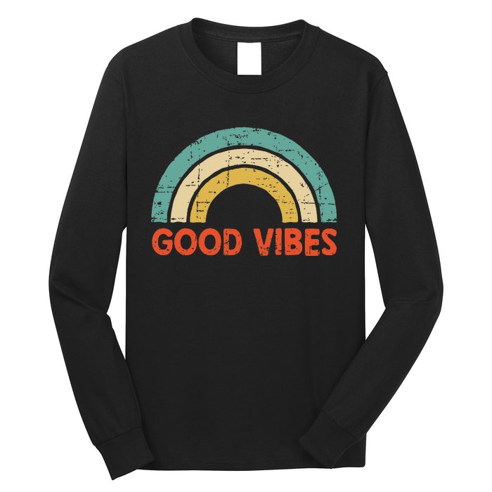 Good Vibes Only Funny Positive Inspirational Retro Long Sleeve Shirt