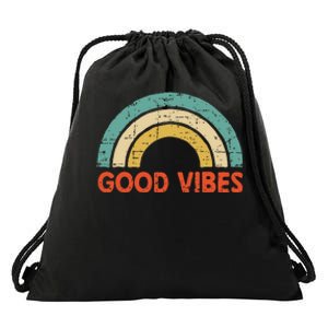 Good Vibes Only Funny Positive Inspirational Retro Drawstring Bag