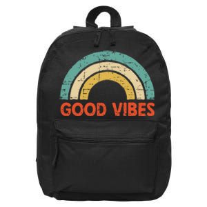 Good Vibes Only Funny Positive Inspirational Retro 16 in Basic Backpack