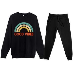 Good Vibes Only Funny Positive Inspirational Retro Premium Crewneck Sweatsuit Set