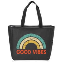 Good Vibes Only Funny Positive Inspirational Retro Zip Tote Bag