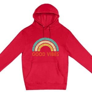 Good Vibes Only Funny Positive Inspirational Retro Premium Pullover Hoodie