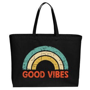 Good Vibes Only Funny Positive Inspirational Retro Cotton Canvas Jumbo Tote