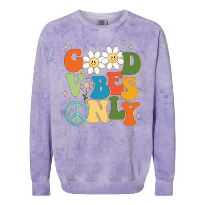 Good Vibes Only Retro Hippie Colorblast Crewneck Sweatshirt