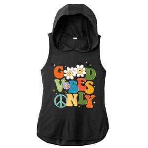 Good Vibes Only Retro Hippie Ladies PosiCharge Tri-Blend Wicking Draft Hoodie Tank