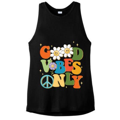 Good Vibes Only Retro Hippie Ladies PosiCharge Tri-Blend Wicking Tank