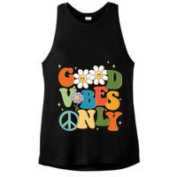 Good Vibes Only Retro Hippie Ladies PosiCharge Tri-Blend Wicking Tank