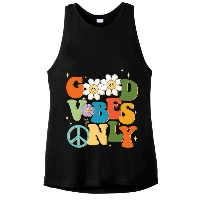 Good Vibes Only Retro Hippie Ladies PosiCharge Tri-Blend Wicking Tank
