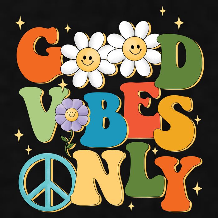 Good Vibes Only Retro Hippie Ladies PosiCharge Tri-Blend Wicking Tank
