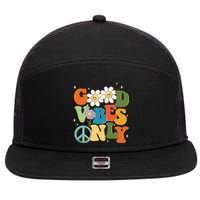 Good Vibes Only Retro Hippie 7 Panel Mesh Trucker Snapback Hat