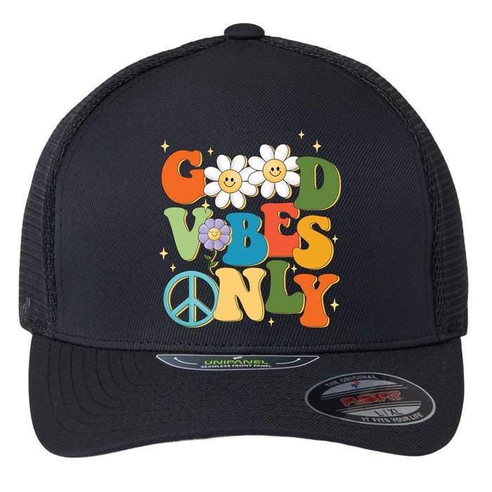 Good Vibes Only Retro Hippie Flexfit Unipanel Trucker Cap