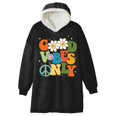 Good Vibes Only Retro Hippie Hooded Wearable Blanket