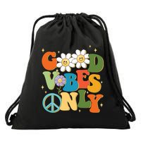 Good Vibes Only Retro Hippie Drawstring Bag