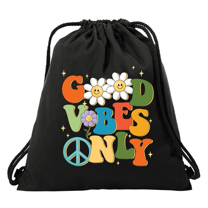 Good Vibes Only Retro Hippie Drawstring Bag