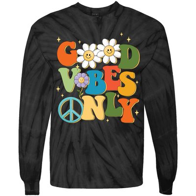 Good Vibes Only Retro Hippie Tie-Dye Long Sleeve Shirt