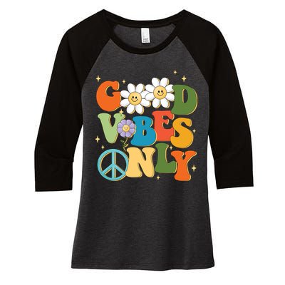 Good Vibes Only Retro Hippie Women's Tri-Blend 3/4-Sleeve Raglan Shirt