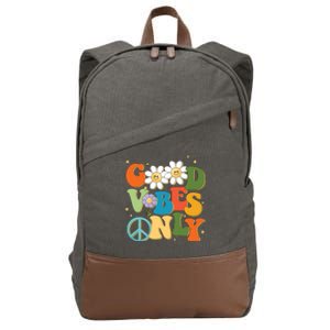 Good Vibes Only Retro Hippie Cotton Canvas Backpack