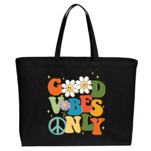 Good Vibes Only Retro Hippie Cotton Canvas Jumbo Tote