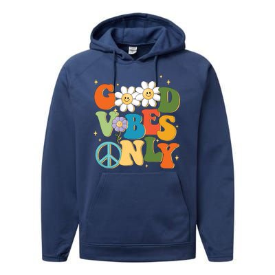 Good Vibes Only Retro Hippie Performance Fleece Hoodie