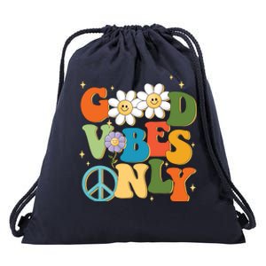 Good Vibes Only Retro Hippie Drawstring Bag