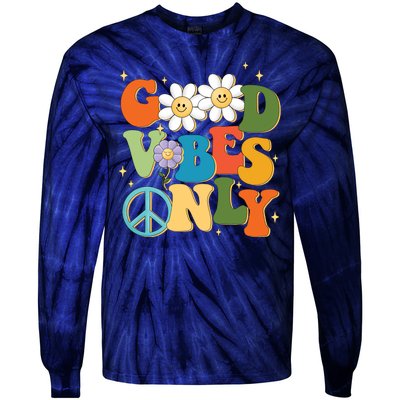 Good Vibes Only Retro Hippie Tie-Dye Long Sleeve Shirt