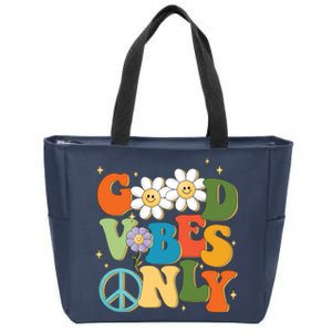 Good Vibes Only Retro Hippie Zip Tote Bag