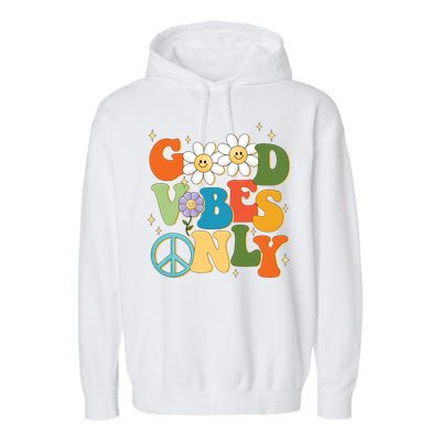 Good Vibes Only Retro Hippie Garment-Dyed Fleece Hoodie