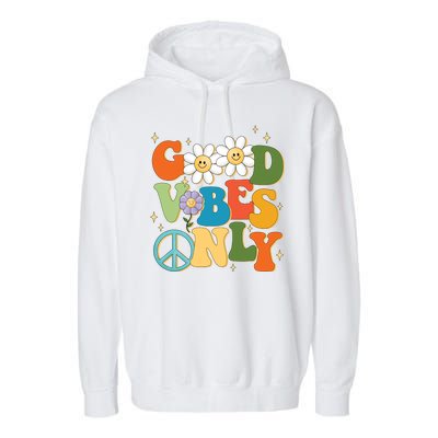 Good Vibes Only Retro Hippie Garment-Dyed Fleece Hoodie