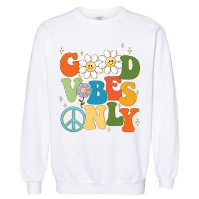 Good Vibes Only Retro Hippie Garment-Dyed Sweatshirt