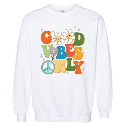 Good Vibes Only Retro Hippie Garment-Dyed Sweatshirt