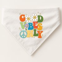 Good Vibes Only Retro Hippie USA-Made Doggie Bandana