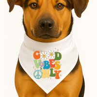 Good Vibes Only Retro Hippie USA-Made Doggie Bandana