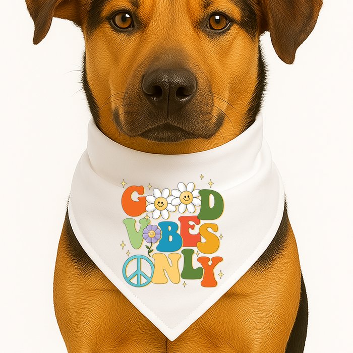 Good Vibes Only Retro Hippie USA-Made Doggie Bandana
