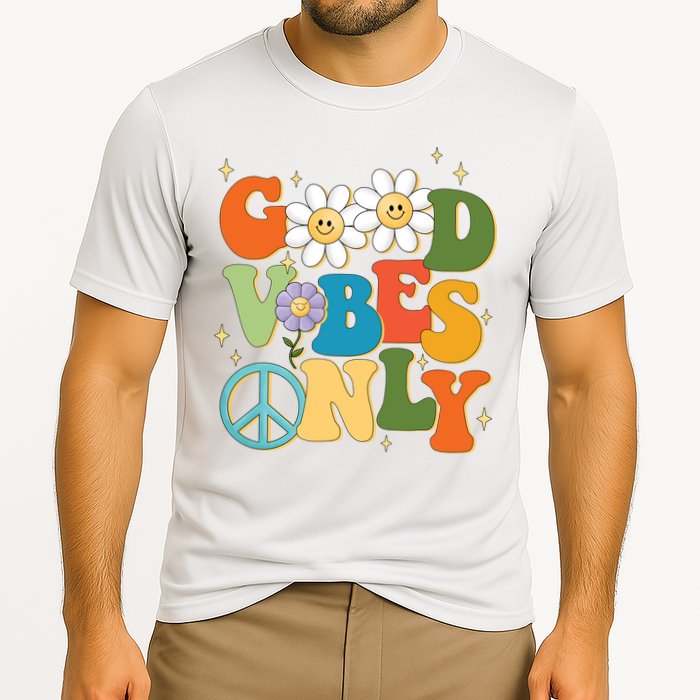 Good Vibes Only Retro Hippie Performance Shirt