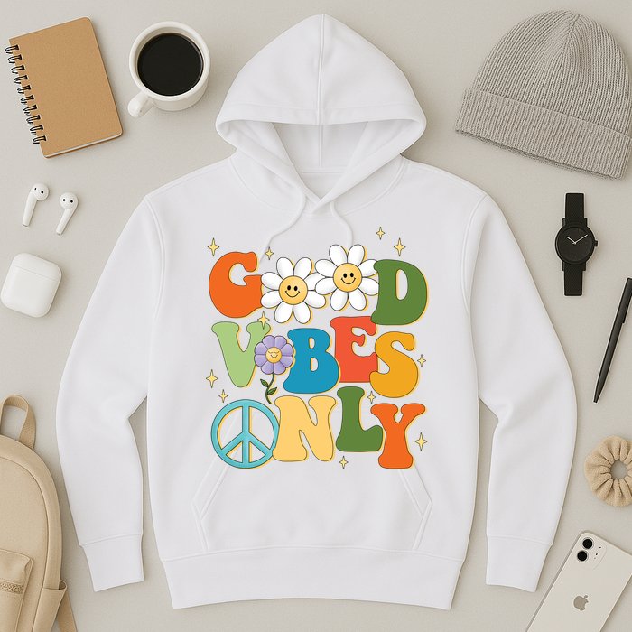 Good Vibes Only Retro Hippie Hoodie