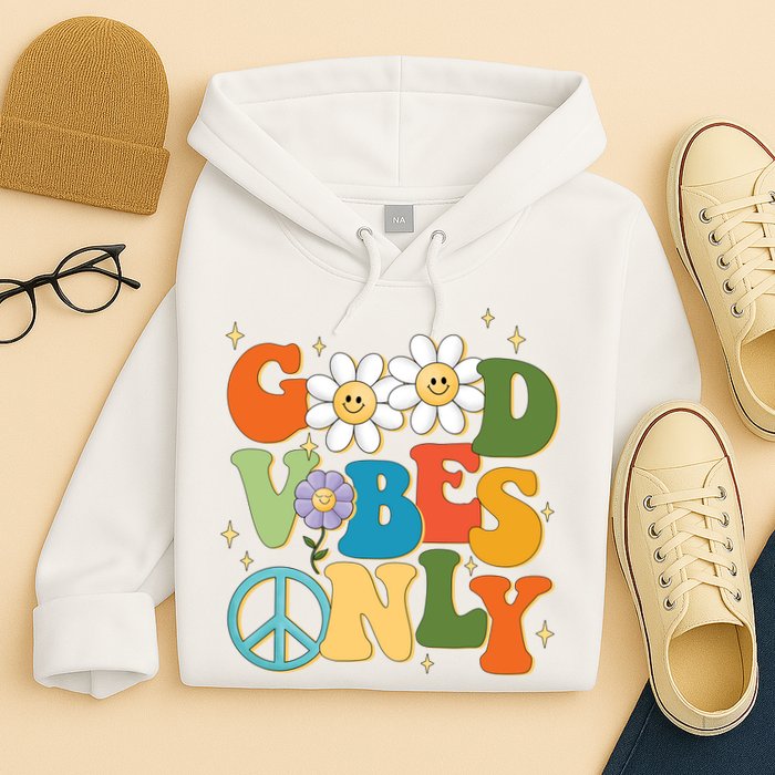 Good Vibes Only Retro Hippie Hoodie