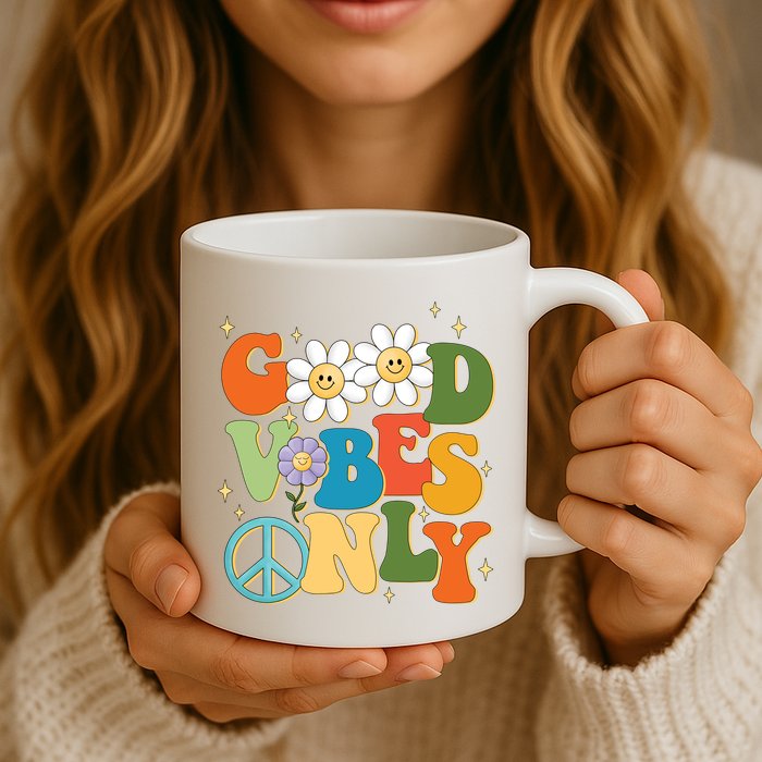Good Vibes Only Retro Hippie Mug