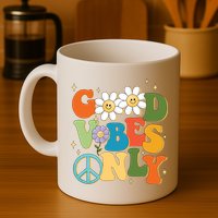 Good Vibes Only Retro Hippie Mug