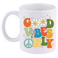 Good Vibes Only Retro Hippie 11oz C Handle Ceramic Mug