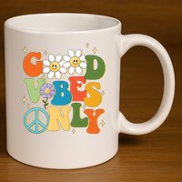 Good Vibes Only Retro Hippie 11oz C Handle Ceramic Mug
