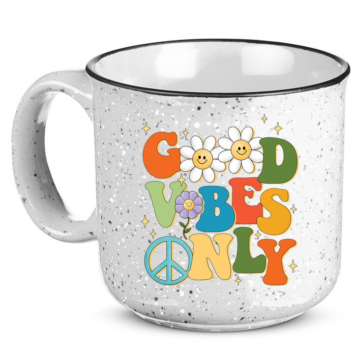 Good Vibes Only Retro Hippie 15oz Campfire Ceramic Mug