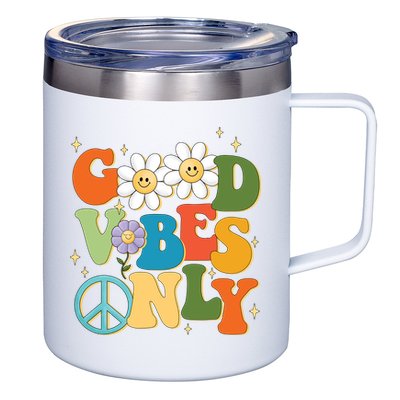 Good Vibes Only Retro Hippie 12oz Stainless Steel Coffee Mug