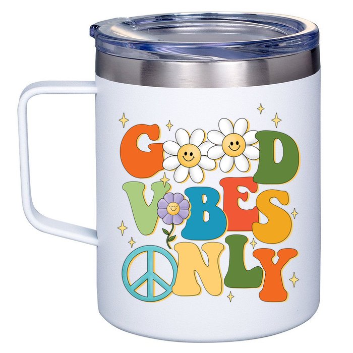 Good Vibes Only Retro Hippie 12oz Stainless Steel Coffee Mug
