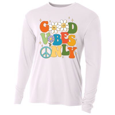 Good Vibes Only Retro Hippie Cooling Performance Long Sleeve Crew