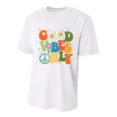 Good Vibes Only Retro Hippie Youth Performance Sprint T-Shirt
