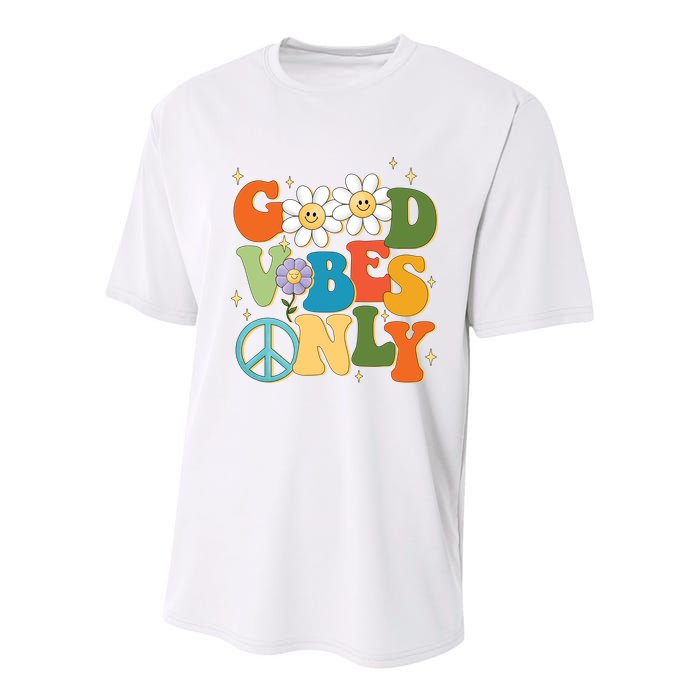 Good Vibes Only Retro Hippie Youth Performance Sprint T-Shirt