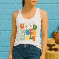 Good Vibes Only Retro Hippie Womens Tank Top