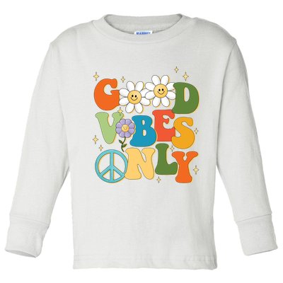 Good Vibes Only Retro Hippie Toddler Long Sleeve Shirt