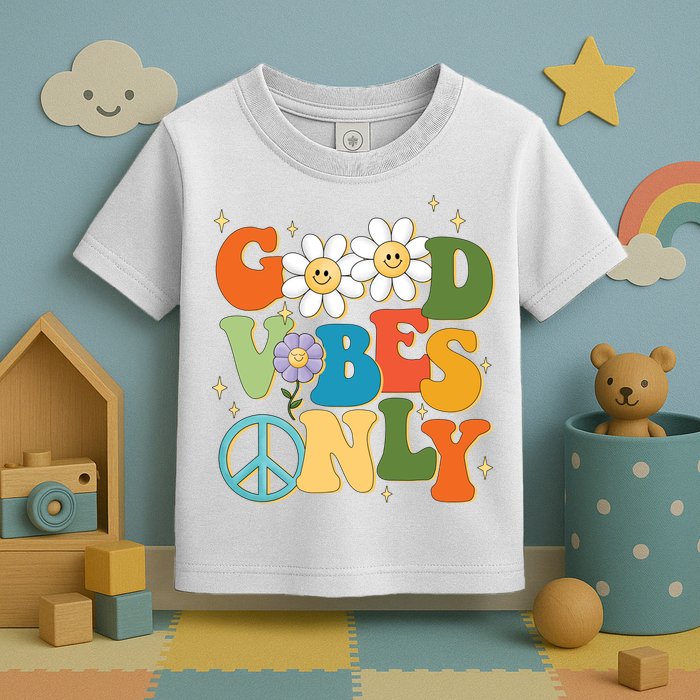 Good Vibes Only Retro Hippie Toddler T-Shirt