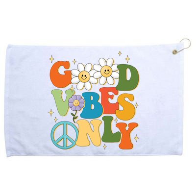 Good Vibes Only Retro Hippie Grommeted Golf Towel